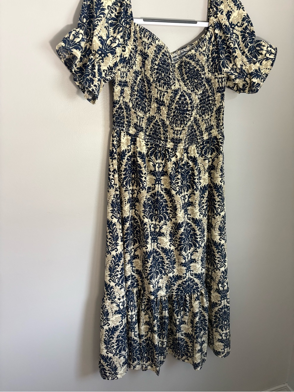 Cupshe Off-Shoulder Smocked Paisley Dress Resort Cottagecore Boho Maxi size L